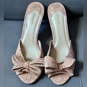 J. Renee Geo Bow Tie Slip On Sandals New